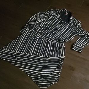 Vince Camuto Asymmetrical Hem Striped Shirt Dress